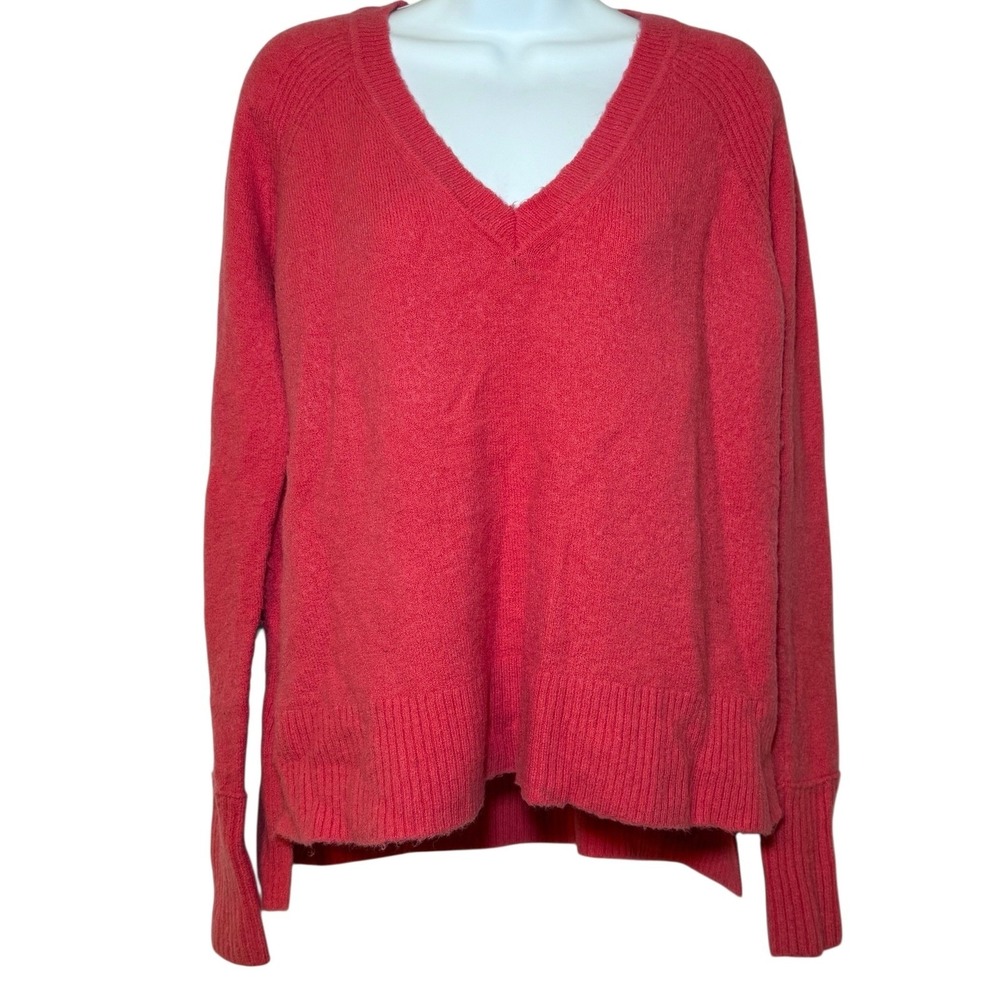 J.Crew Merino Wool Alpaca Blend V-Neck Sweater In Yarn Coral Womens Small L/S